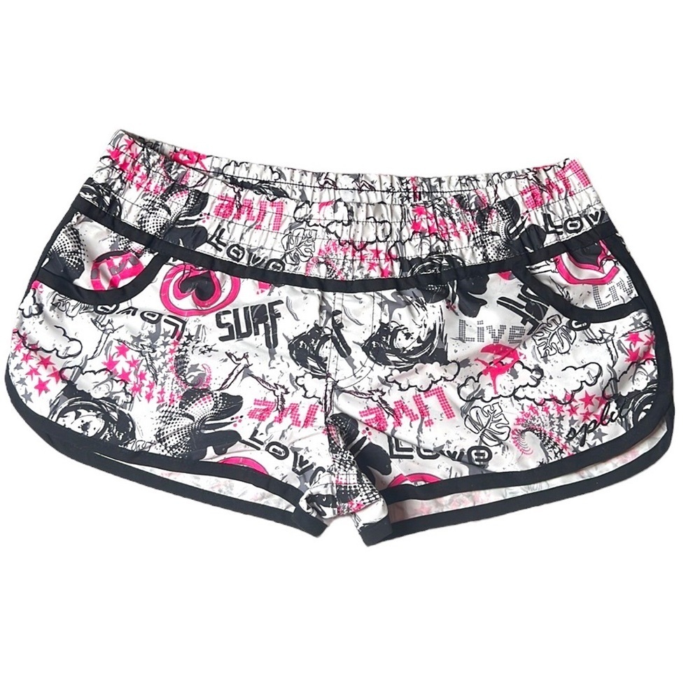 Split Athletic Shorts Pink and Black Vibrant Design